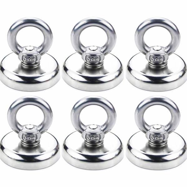 Magnetiska krokar Neodymmagnet Magnetkrokar Magneter med stark krok 40KG attraktionskraft 32 mm diameter (6-pack)