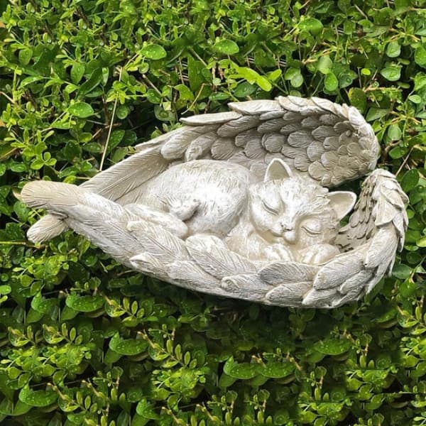 Dyrstatue katt engel figur gravpynt grav-FA-