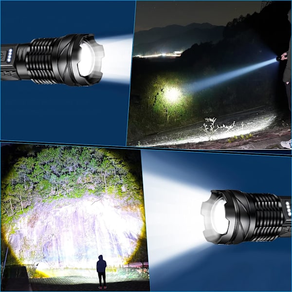 Super kraftig LED lommelygte 20.000 lumen, USB genopladelig