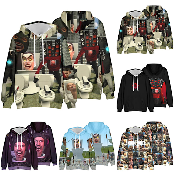 Populär Hiphop-Hoodie för Barn Mode Skibidi Toaletttröja E 150cm E