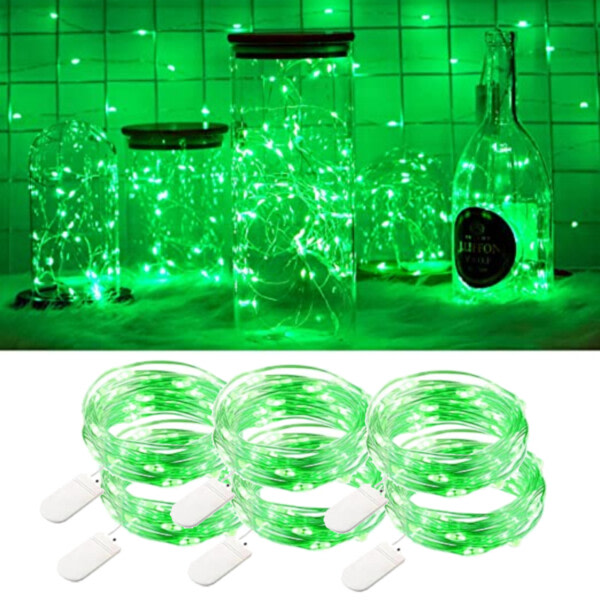 6-pack 1m Mini LED-ljusslinga batteridriven grön grön