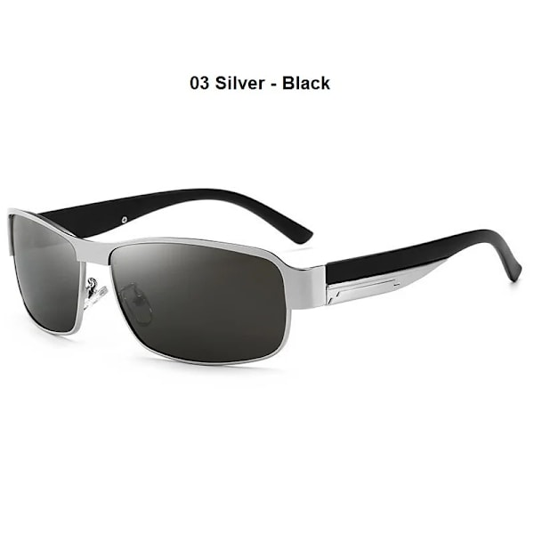 Luksuspolariset miesten aurinkolasit Herrasmiehen ajamiseen kalastukseen Designer-aurinkolasit Miehille Metalli Vintage-lasit Suojukset Antiheijastavat UV4 03 Silver - Black