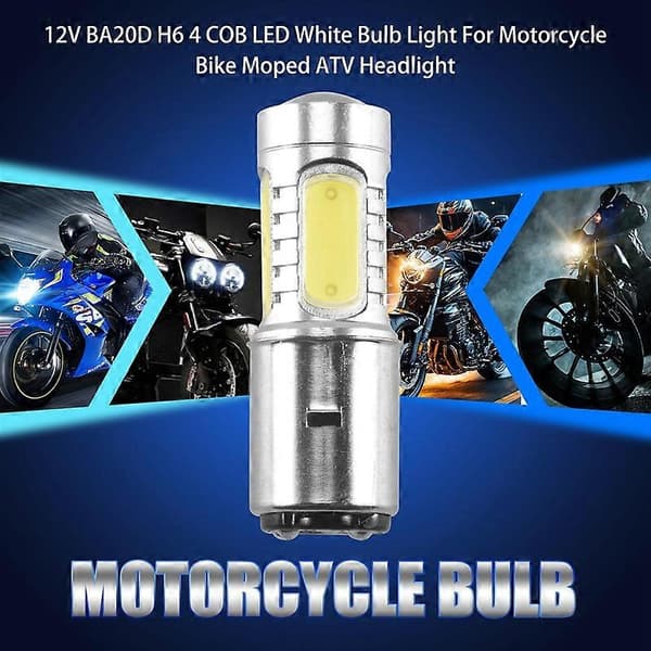 12V BA20D H6 4 COB LED White Bulb for Motorcycle Moped ATV Headlight-FA-