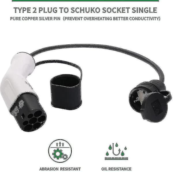 Tyyppi 2 - Schuko 16A EV -lataussovitin valkoinen musta -FA11-