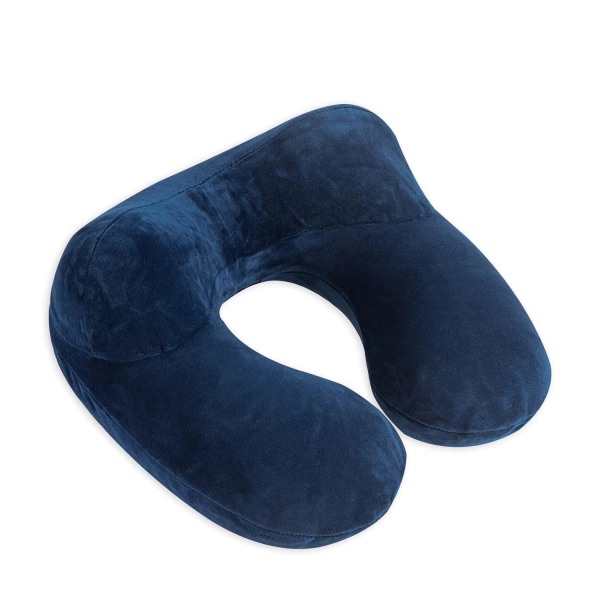 1 stk oppblåsbar U-formet pute -- (pute + øyemaske + ørepropper + lomme med snøring) dark blue