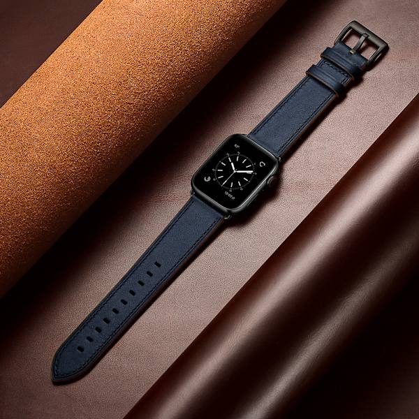 Apple Watch Series 7 6 -hihna aidosta nahasta [musta, 42/44/45 mm]