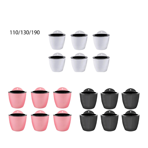 7-pack/lot Premium Resin självvattnande växtblomkruka Snygg Gray-black 110