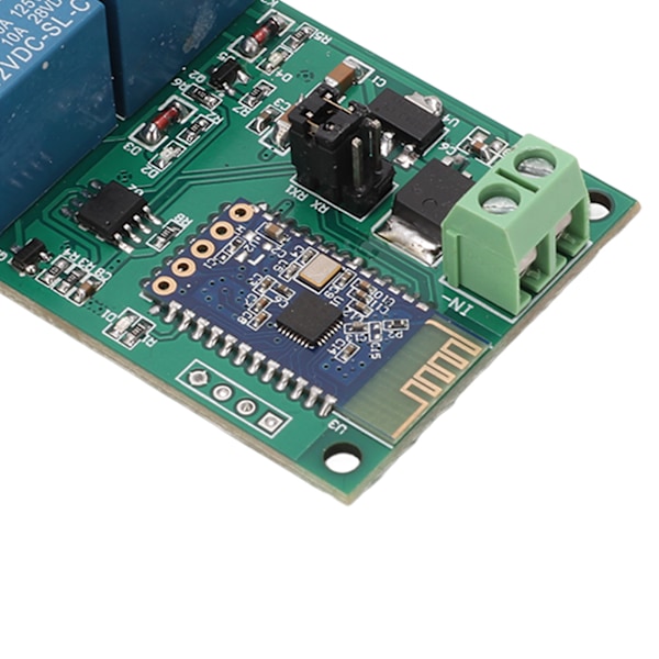 2-kanals Bluetooth-relämodul med kort APP-fjärrkontroll och ljusindikator, DC 12V