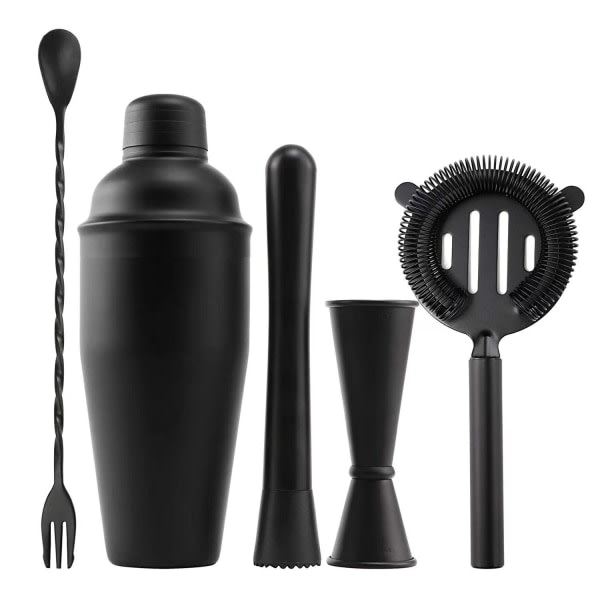 Cocktail Shaker Sæt - Mat sort - Rustfrit stål sort