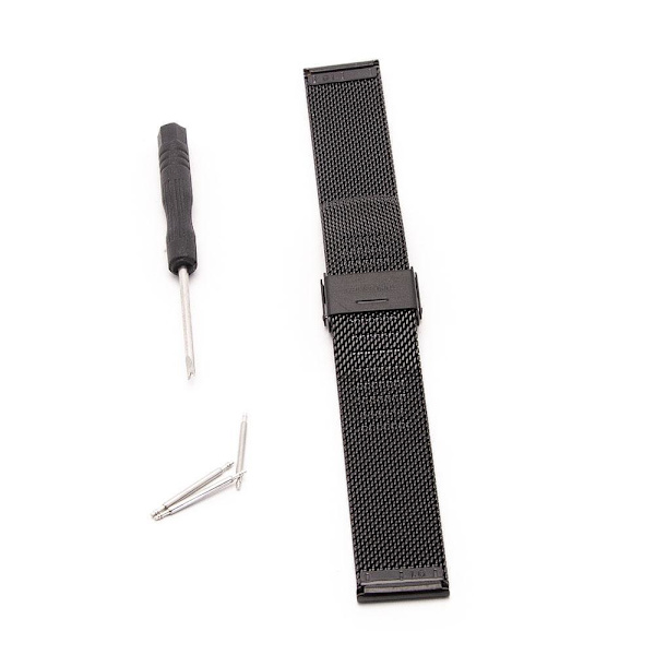 Klokkerem mesh - Svart eller Sølv 20 mm black Metall