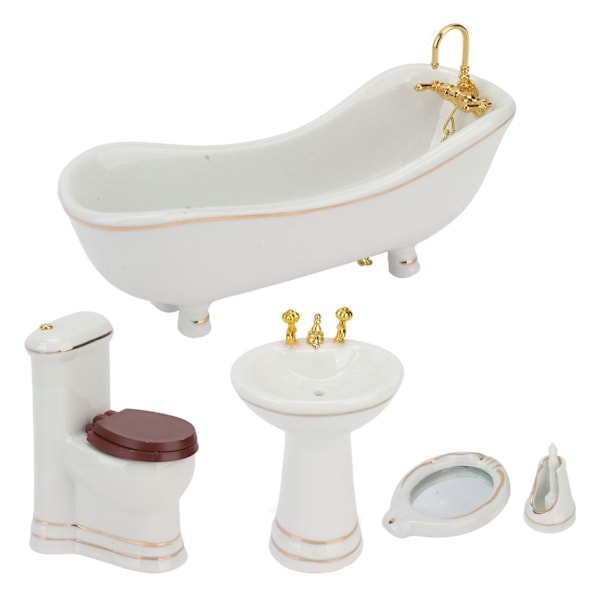 5 delar 1:12 dockhus badrum set söt vacker porslin dockhus miniatyr möbler leksaker dockhus tillbehör