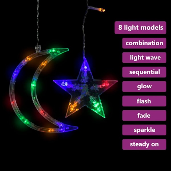 vidaXL Tähti- ja kuuläpyskä, kaukosäädin, 138 LED, monivärinen 480 multicolor
