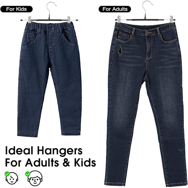 Tunna byxhängare, halkfria byxhängare med justerbara klämmor, platsbesparande hängare för kläder, kjol, jeans, kappa