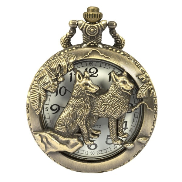 Steampunk-susikuvioinen taskukelloketjukotelo ontto kotelo