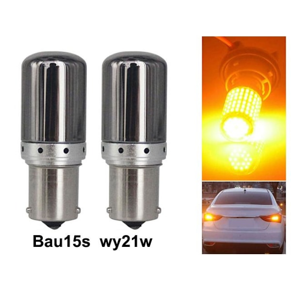 Bau15s gul blinklys Canbus LED-lamper 12v py21w diadem silver 42