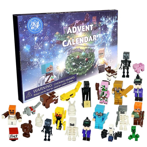 24 stk. adventskalender Minecraft samlede byggeklodser legetøj jule halloween legetøj gave minifigur sæt puslespil gaver V