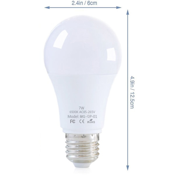 E27 LED-lampa med rörelsesensor, 7W, vit, 2-pack