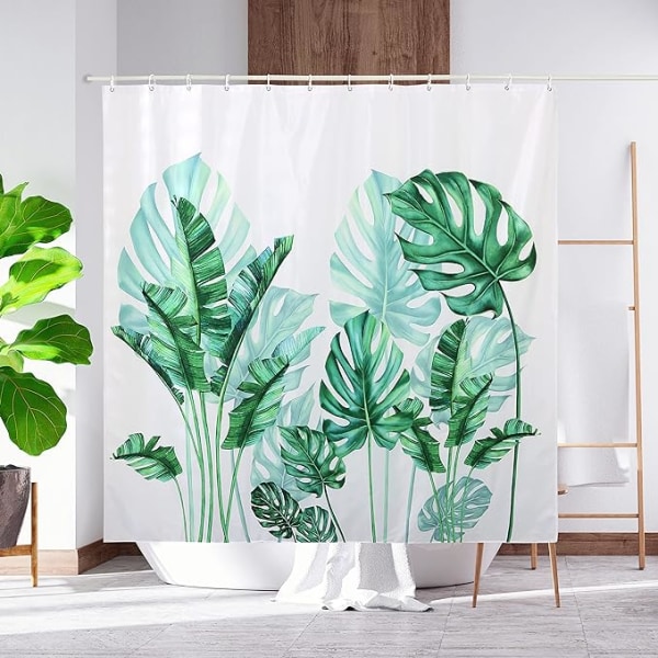 Møgelresistent bruseforhæng (180*200cm store hvide blade Pr
