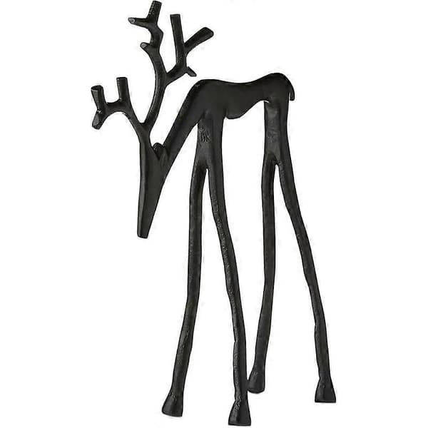 Sæt med 2 sorte rensdyrstatuer til julekaminhylden -FA-