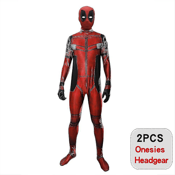 Korkea laatu Deadpool-asu, cosplay lapsille ja aikuisille, anime-supersankari-cosplay, kuoleman enkeli, anime-aikuisten palvelu, trikoo, hatut 2 kpl 2pcs XL