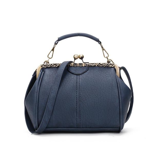 Dam Handväska Vintage PU Mini Pack Handväska med Klippt Knä Sapphire Blue