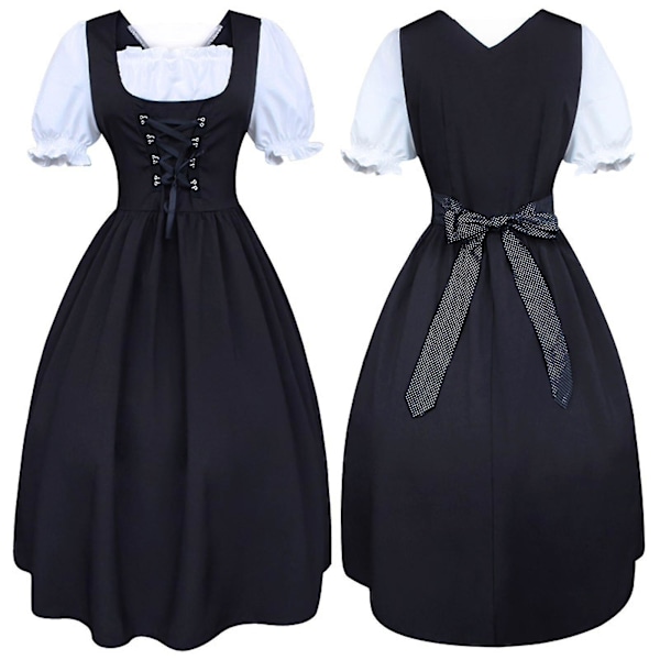 Mode Oktoberfestdräkt för kvinnor Bayersk ölflicka Drindl Tavern Maid Dress New V 3XL