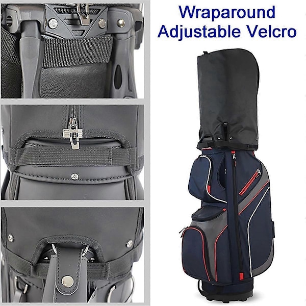 Golfbag Regnskydd Huva Universell Regnkappa för Golfbagar med Tryckknapp, Vattentät Dammtät C[D]-XF7- Black
