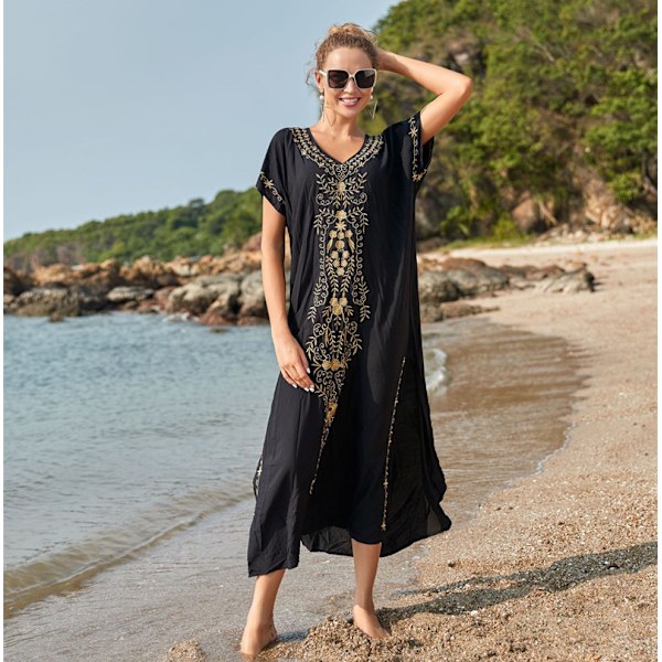 Kvinners Strandkjoler Bomull Maxi Elegant Boho Lang Bikini Cover