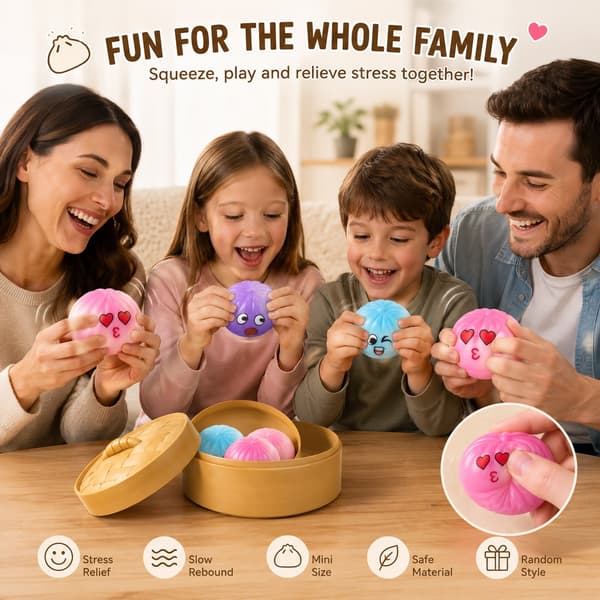Mini Squishy Bao Bolle Blind Box Sæt – Tilfældige 3 søde langsomt stigende dumplings, stresslindrende fidgetlegetøj overraskelsesgave-FA-