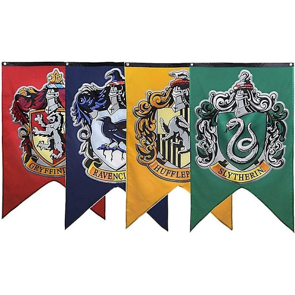 2024, Gryffindor syntymäpäiväjuhlatarvikkeet College Harry -lippu bannerit Pojat Tytöt Lapset Potter Halloween -koriste 4kpl 75*125 Cm