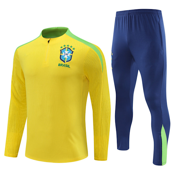 2425 Ny halv dragkedja fotbollsträningskläder höst vinter set för vuxna och barn Brasilien/Gult Brazil/Yellow 2XL