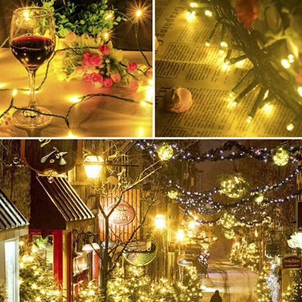 Belysning 20 meter Julepynt Mini Lys, 200 LED Grøn Tråd Fe-Stjernelysstreng til Indendørs Udendørs Juletræ Dekoration