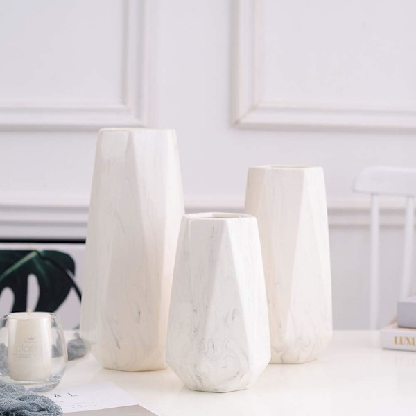 20cm Vit Marmor Vas Keramik Dekorativa Vas Hög Design för