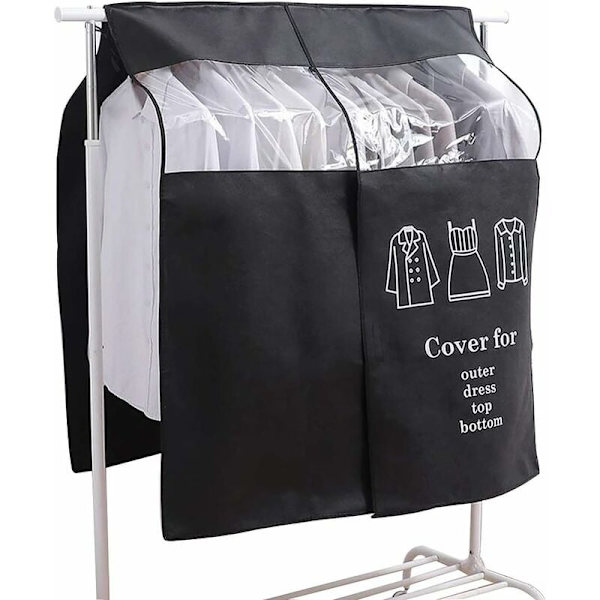 Klesposer 90x110cm Transparent Vindu Støvtett Klespose Klesstativ Universell Klespose Beskyttende Trekk for Skjorte Kjole Dress Jakke Svart