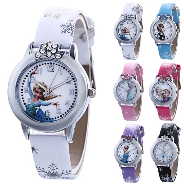 Frozen Princess Cartoon Klocka Barn Flickor Söt Quartz Klocka White