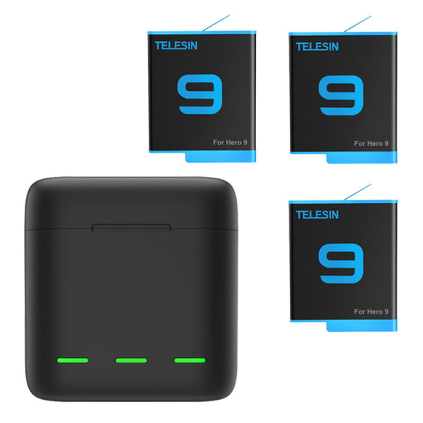 TELESIN batteri 1750 mAh for GoPro Hero 10 3 Ways LED Light Bat