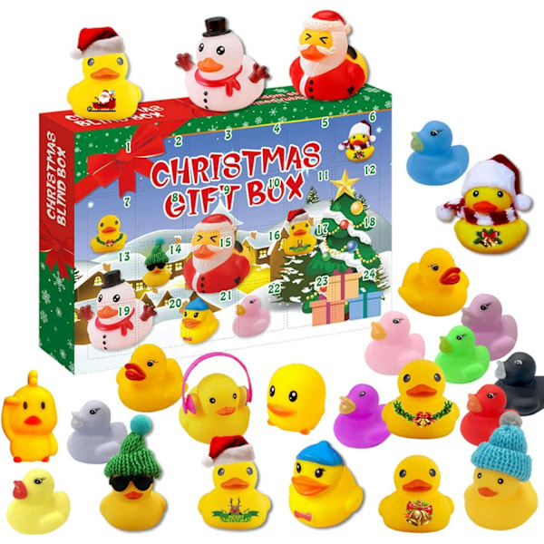 Gummianka Adventskalender 2023 Julkalender med 24st Ducks Toy Adventskalendrar för barn A