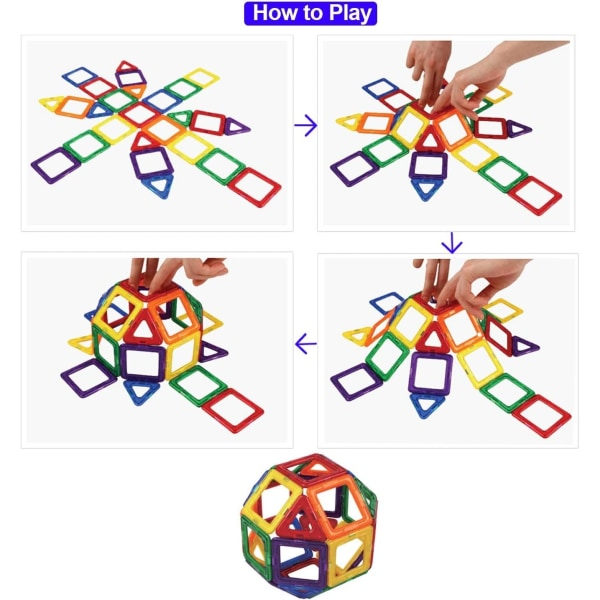 3D magneettiset laatat - 40 osaa magneettiset laatat - Rakenna magneeteilla monivärinen - Täydellinen monivärinen