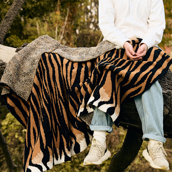 Tiger Fluffy Sherpa Sängfilt, Super Mjuk Mink Fleece Sofffilt 130*160CM