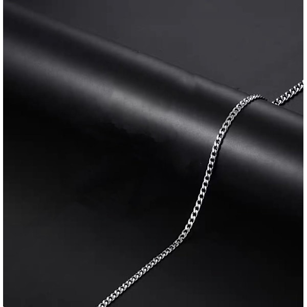 3mm Pansar Kedja Halsband i Stål som Håller Färgen Livet Ut 45 cm lång