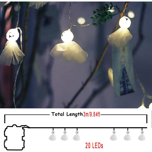 Halloween LED-ljusslinga, 3m/9,8ft 20LEDs pumpa ljusslinga