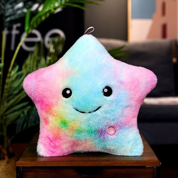 Regenboghorn Glowing Flashing LED Light Star Plysch Leksak Fylld Söta Stjärnfigur 32cm, Färg
