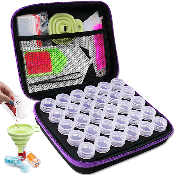 Diamantmaleri verktøy tilbehør oppbevaringsboks 7/15/30/60 spor perler oppbevaringsflasker etui for DIY diamantmaleri with Tools & 30 Bottles