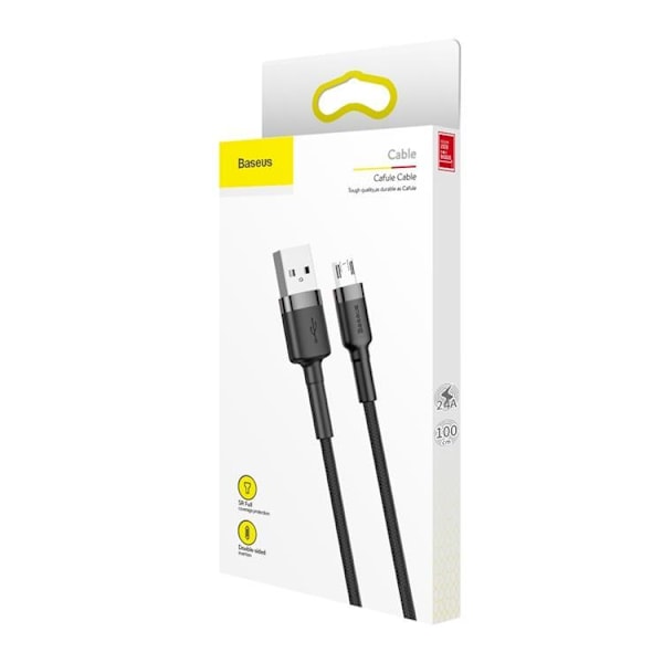 Baseus Flätad USB till Micro USB Kabel 2M - Svart/Grå 100