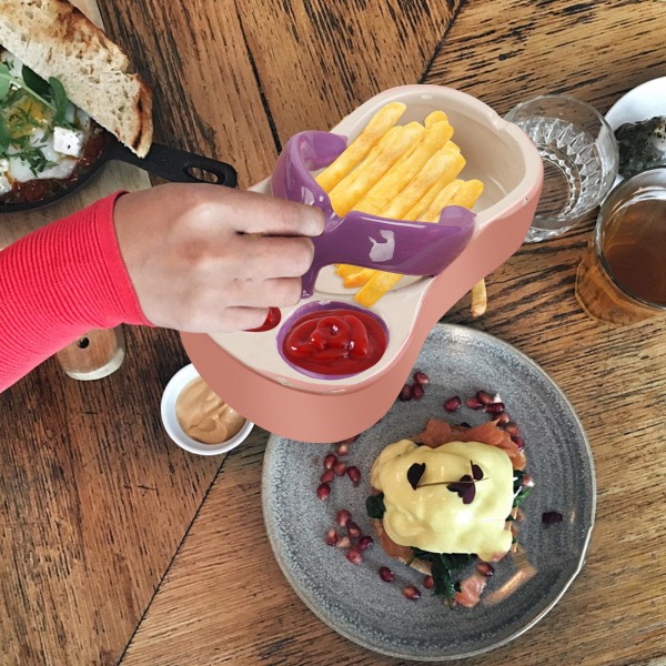 Keramisk pommes frites Fat Fötter Formad Chip Serveringsfat Skål för Purple