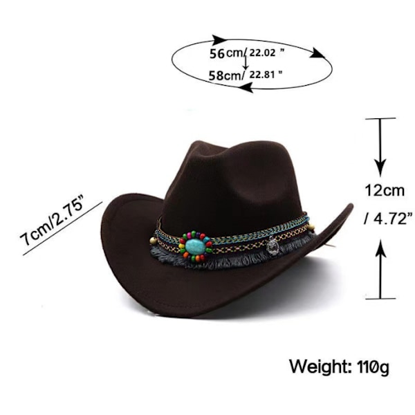 Muoti länsimainen cowboy-hattu huopahatuilla rulla ylös reunalla grey