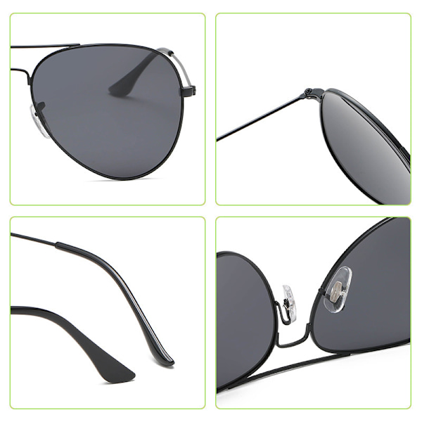 Klassiske polariserte solbriller Mote farge film solbriller Unisex Aviator solbriller Sølv ram mørkegrønn stykke PG3026 Silver frame dark green piece