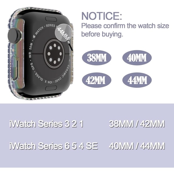 Bling-fodral kompatibelt med Apple Watch Series 3 2 1 42 mm skärm