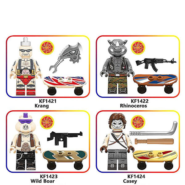 12 stk. Teenage Mutant Ninja Turtles Da Vinci Casey Boar Rhino samlede legetøj