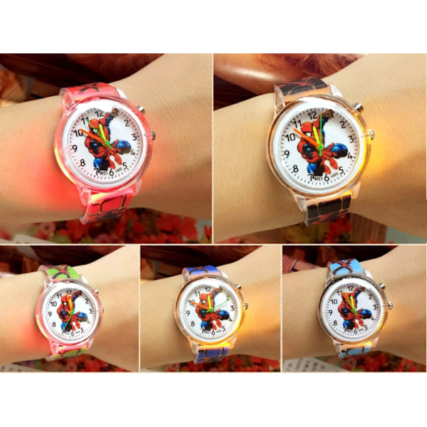 Se blinkende lys Spiderman klokke Light Blue